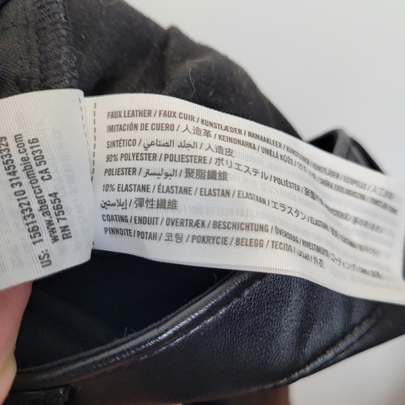 Abercrombie Fitch Vegan Leather Ankle Straight Ultra High Rise Pants 10S Black - Picture 4 of 5